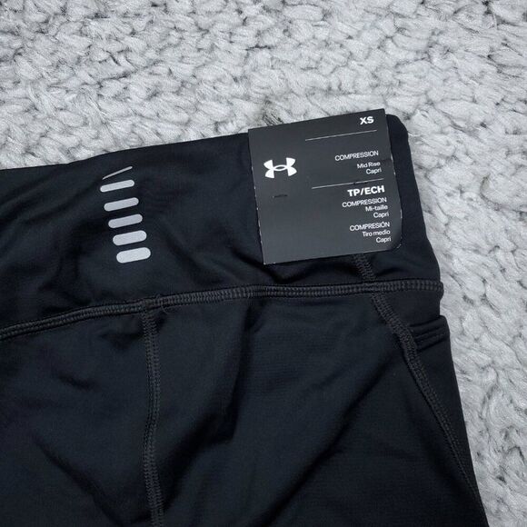 Under Armour Black Mileage Run Capris Cropped Running Leggings Heatgear Size XS - Picture 5 of 9